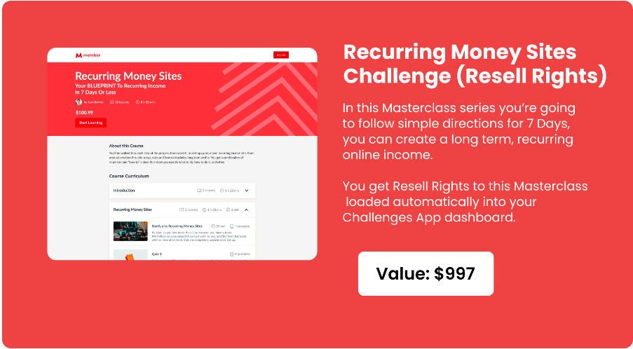Recurring Money Sites Challenge