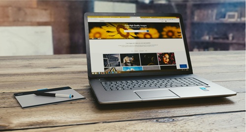 Laptop computer on a table